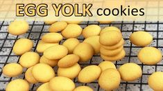 egg yolk cookies on a cooling rack with the words, egg yolk cookies