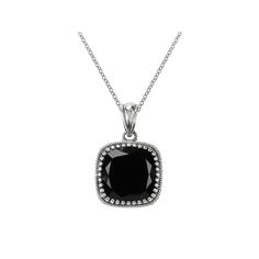 A black onyx stone adorned with marcasite accents along the side make this pendant a bold addition to any ensemble.A black onyx stone adorned with marcasite accents along the side make this pendant a bold addition to any ensemble.Pendant Details: Pendant length: 1.23 in. Chain length: 18 in. Clasp: lobster-claw Metal: sterling silver Stone Details: Stone type: genuine black onyx, marcasite Cut: cushion, round Setting: prong Size: 18". Gender: female. Age Group: adult. Black Onyx Pendant, Onyx Pendant, Black Onyx Stone, Onyx Stone, Sterling Silver Necklace, Black Onyx, Lobster Claw, Chain Lengths, Chain Length