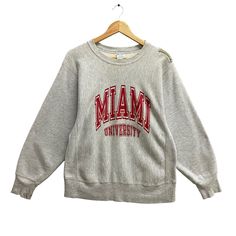 "CODE : p/273 Vintage 90s Champion Reverse Weave Grey Sweatshirt Size Medium Miami University Crewneck Miami Sweater Pullover Spell Out Print Logo Jumper Size on Tag : M Details Measurement  Arm Pit to Arm Pit : 23\"inches Back Collar to Hem : 27\"inches Condition :  Great Vintage Condition.Have Holes And Have Stain.Please refer pictures detail.‼️ 📮 SHIPING > WE ARE USING DHL EXPRESS SHIPING ITS TAKE 3-5 ARRIVE.PLEASE DROP YOUR PHONE NUMBER AFTER PURCHASE.📮" Miami University, University Crewneck, University Of Miami, Champion Reverse Weave, Sweater Pullover, Print Logo, Grey Sweatshirt, Fancy Dresses, Dhl Express