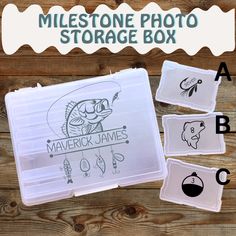 this is an image of a photo storage box with pictures and instructions to make it