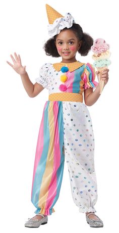 PRICES MAY VARY. Size: 5/6 Candy Costume, Toddler Costumes Girl, Cone Hat, Halloween Infantil, Toddler Girl Halloween, California Costumes, Waffle Cone, Cute Clown, Clown Costume