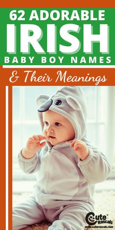 a baby is wearing a hat and sitting on the floor with his name in it