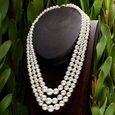 Ross-Simons - 6-12mm Shell Pearl Graduated Three-Strand Necklace, Silver. 18". Get a large, luxe pearl look at an easy price. We've triple-layered luminous strands of 6-12mm shell pearls in graduated lengths of 18", 19" and 21" for a fresh take on the traditional must-have necklace. Our shell pearls are lab-created from oyster shells to ensure durability and affordability. Fastens with a sterling silver box clasp. Layered white shell pearl necklace. Pearl birthstones are the perfect gift for Jun Three Strand Pearl Necklace, Pearl Look, Personalized Charm Necklace, White Topaz Earrings, Three Strand Necklace, Akoya Pearl Earrings, Layered Pearl Necklace, Cultured Pearl Bracelet, Pearl Birthstone