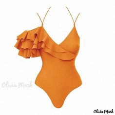 Olivia Mark - Chic One-Shoulder Ruffle Trim One-Piece Swimsuit with Short Skirt One Piece Swimsuit With Shorts, Midi Skirt Casual, Swimsuit With Shorts, Short Skirt, Olivia Mark, Ruffle Trim, One Piece Swimsuit, Bathing Suits, Elastic Waist