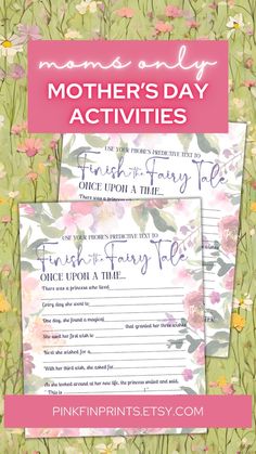 mother's day activities for kids with flowers on the background and text overlay