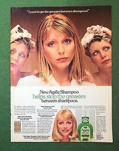 1980s magazine Ad New Agree Shampoo STOPS THE GREASIES hair care product  | eBay Agree Shampoo, 1980s Magazine, Retro Beauty, Magazine Ad, Magazine Ads, The 1980s, The 1950s, Cool Pictures, Beauty Products