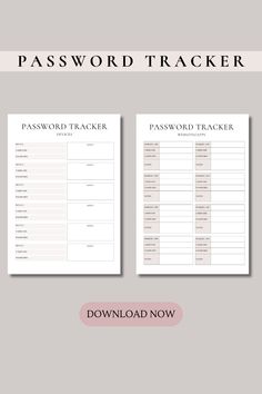 the printable passport tracker is shown with text that reads,'password tracker '