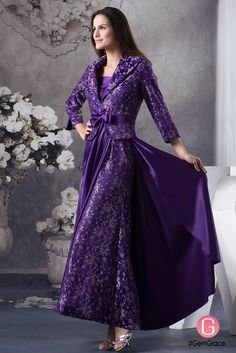 Purple lace long formal dress with jacket Mother Of The Bride Floor-length Dress With Sweep Train, Satin Floor-length Dress For Mother Of The Bride, Mother Of The Bride Gown For Prom Season, Satin Floor-length Gown For Mother Of The Bride, Lace Evening Dress For Mother Of The Bride, Purple Mother Of The Bride Dress For Banquet, Purple Evening Dress For Mother Of The Bride, Formal Dresses For Girls, Ankle Length Prom Dress