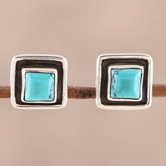 Framed by sterling silver in a combination of finishes, two square cabochons of calcite capture the beauty of the sky. Narayannii presents these stud earrings from India. Sky Frame, Big Mens Fashion Casual, Frame Square, Beaded Anklets, Earring Crafts, Pearl Earrings Dangle, Women Artisans, Jewelry Packaging, Jewelry Gift Box