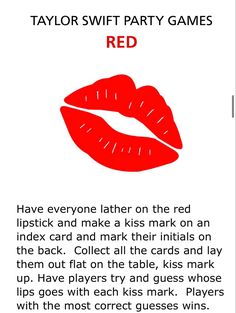 red lipstick with the words taylor swift party games