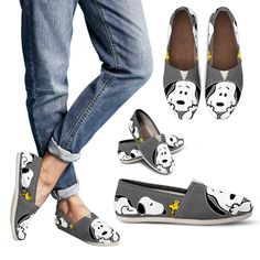 Grey Snoopy Shoes Women s Casual Shoes Lightweight construction with breathable mesh fabric provides a comfortable and flawless fit. Snoopy Shoes, Printed Shoes, Women's Casual Shoes, Gray Shoes, Men's Casual Shoes, Peanuts Snoopy, Dinosaur Print, Custom Shoes, Casual Shoes Women