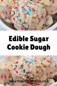 edible sugar cookie dough with sprinkles on top