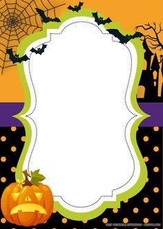 a halloween card with pumpkins and spider web