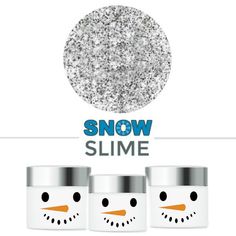 snow slime is shown with three jars