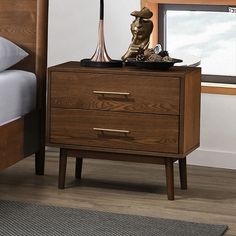 Tromso Walnut Nightstand - Ornate Home Mid Century Modern Colors, Walnut Dresser, Walnut Nightstand, Bedroom Sets Queen, Ornate Furniture, Queen Bedroom, Tromso, Los Angeles Area, Furniture Of America