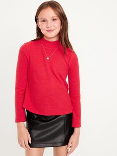 mock neck long sleeves bell cuffs slim fit swing silhouette hits at waistmachine wash according to the care instruction label  . Best Holiday gift for Kids , perfect Tops for Christmas! Pajamas Gift, Girls Graphic Tee, Family Maternity, Family Pajamas, Ribbed Top, Gift For Kids, Toddler Boys, Mock Neck, Bell Sleeves