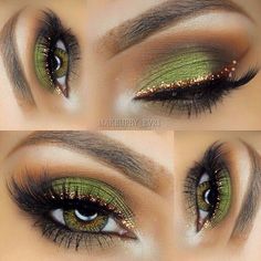 Green Eye Makeup, Halloweenský Makeup, Gold Eyeliner, Eyeliner Tips, Makeup Sephora, Green Eye, Green Eyeshadow