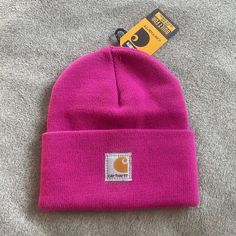 Instock Pink Carhartt Watch Hat Cap Beanie *New Authentic Merchandise Kids Unisex Carhart Hat, Pink Carhartt Beanie, Nike Winter Jackets, Pink Carhartt, Carhartt Kids, Hot Pink Hat, Kids Carhartt, Carhartt Hat, Branding Concept