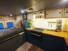 the kitchen is clean and ready to be used as a sleeping quarters for people with special needs