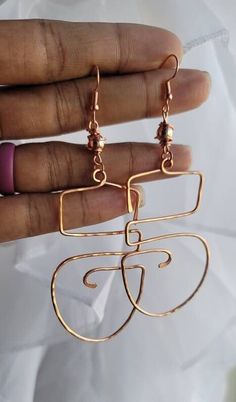 Unique Copper Earrings, Artsy Wire Wrapped Metal Jewelry, Hammered Copper Jewelry, Copper Jewelry Diy, Copper Earrings Handmade, Hematite Crystal, Copper Wire Jewelry, Wrapped Earrings, Diy Wire Jewelry