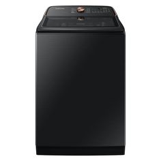 a black top load washer on a white background