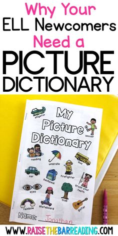 an image of a picture dictionary with the title why your new customers need a picture dictionary