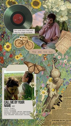 collage with various images and words on it