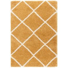 an orange rug with white squares on it