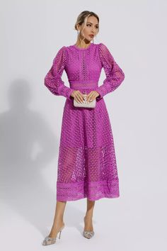 Chic Hollow Out Midi Dress For Date Night, Long Sleeve Cutout Dress For Fall, Chic Hollow Out Midi Dress, Long Sleeve Hollow Out Dress For Date Night, Fall Dresses With Cutout And Long Sleeves, Long Sleeve Hollow Out Evening Dress, Spring Evening Dress With Hollow Out Details, Spring Evening Dresses With Hollow Out Details, Long Sleeve Hollow Out Dress For Brunch