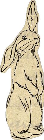 a drawing of a rabbit sitting on its hind legs