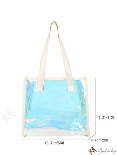 BirdinBag - PVC Clear Holographic Shoulder Tote Bag - Stylish and Functional Rectangular Shopping Bag, Clear Rectangular Bag, Rectangular Clear Shoulder Bag For Shopping, Casual Clear Bag With Adjustable Strap, Clear Rectangular Shoulder Bag, Casual Clear Shopping Bag, Casual Clear Bag For Shopping, Casual Clear Bags For Shopping, Clear Rectangular Bag With Removable Pouch