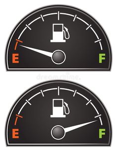 two gauges showing fuel prices on white background royalty illustration