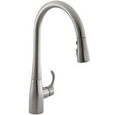 a stainless steel kitchen sink faucet