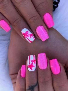 Healthy Toenails, Cruise Nails, Palm Tree Nails, Beach Nail Designs, Beachy Nails, Summer Nails Beach, Tropical Nails, Tree Nails, Vacation Nails