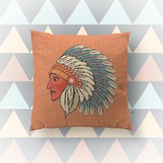 Native American Indian Head Throw Pillow by BrandiFitzgerald, $34.00 Indian Stencil, Stencil Designs, Native American Indians, American Indian, Native American, Throw Pillow, Throw Pillows