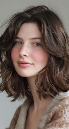 Wavy Mid Length Hair, Haircut 2024, Thick Wavy Hair, Oval Face Shapes, Medium Hairstyles, Model Face, Mid Length Hair, Volume Hair, Stylish Hair