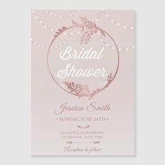 a pink bridal shower card with lights