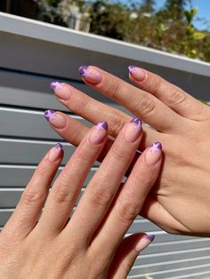 olivia rodrigo, purple nails, stars, french tip Simple Olivia Rodrigo Nails, Summer Nail Inspo Purple, Purple Nails Olivia Rodrigo, Olivia Rodrigo Nails Inspired Guts, Guts Olivia Rodrigo Nails, Nail Ideas Light Purple, Guts Nails Olivia Rodrigo, Olivia Rodrigo Concert Nails, Olivia Rodrigo Inspired Nails