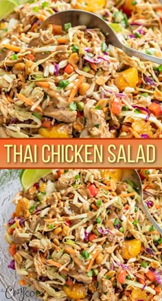 Thai chicken salad with cabbage, shredded chicken, peanuts, and more. Refreshing Dinner, Crispy Cabbage, Salad With Peanut Dressing, Thai Chicken Salad, Thai Salads, Fresh Salad Recipes, Peanut Dressing, Shredded Chicken Recipes, Best Salad Recipes