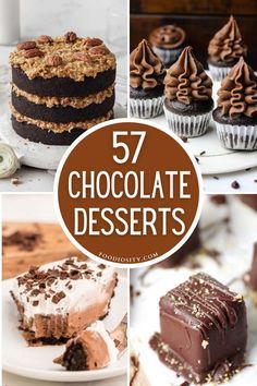 chocolate desserts with the title overlay that reads,'57 chocolate desserts '