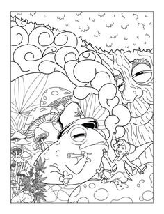 an adult coloring book with cartoon characters in the ocean and under the seaweeds