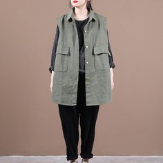 Simple green clothes For Women lapel sleeeless box fall top

 Materials used: cotton blended

Measurement:One size fits all for this item. Please make sure your size doesn't exceed this size: BUST-144cm   
   
length 77cm / 30.03"
bust 144cm / 56.16"
Waist 148cm / 57.72"
Cuff 70cm / 27.3"



We ship worldwide.

Tracking numbers provided for all orders. Green Clothes, Long Fall Dresses, Fall Vest, Silk Dress Long, Cotton Vest, Simple Green, Green Outfit, Tops Fall, Nike Outfits