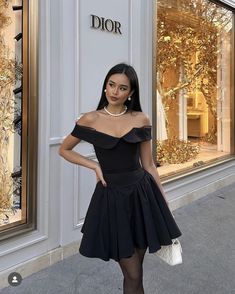 Black Mini Dress Off Shoulder, Grad Dress University, Black Birthday Outfit Classy, Birthday Dress For Teenage Girl, Cute 18th Birthday Outfits, Black Coquette Mini Dress For Costume Party, Luxury Off-shoulder Elegant Mini Dress, Fancy Date Night Outfit Classy, Date Night Dress Classy