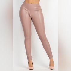 Faux Leather Legging Pants That Are High-Waisted, With Soft Woven Interior, Skinny Full Length Fit With Accents To Accentuate Your Body. Fabric: 60% Rayon / 35% Polyester / 5% Spandex / 100% Polyurethane Care: Hand Wash Cold / Lay Flat To Dry Mode: Wearing A Size Small / True To Size All Band New Items Fast Free Shipping On Website Www.Royaroseboutique.Com Pink Leggings For Night Out In Spring, Chic Pink Faux Leather Bottoms, Spring Stretch Faux Leather Bottoms, Spring Faux Leather Stretch Bottoms, Chic Pink Leather Pants, Chic Pink Leather Pants For Spring, Pink Leather Pants For Night Out In Spring, Spring Pink Leather Pants For Night Out, Pink Leather Pants For Spring Night Out