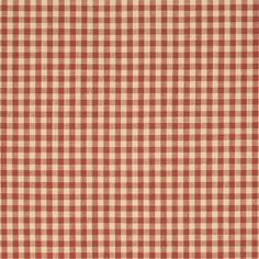 a red and white checkered tablecloth with an orange stripe on the bottom half