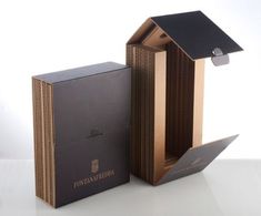 an open box with a small house on top