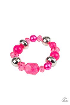 Infused with mismatched silver beads, a collection of opaque, polished, pearly, and crystal-like pink beads are threaded along a stretchy band around the wrist for a whimsical look.

Sold as one individual bracelet. Sale Photography, Pink Glamour, Pink Jewels, Easy Jewelry, Online Fitness, Ice Breaker, Business Sales, Pink Necklace, Paparazzi Accessories