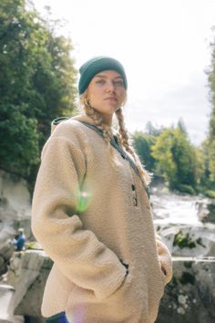 NEW! The Roselake is extra fleecy making it ideal for those colder months. Combining the beloved 100% recycled polyester Sherpa fleece with polar fleece creates a cozy pullover style that feels like a warm hug when you throw it on. Complete with button closure, a drop shoulder silhouette, double welt hand pockets, and a three panel hood, the Roselake is guaranteed to keep you warm on your snowy KAVU adventures. Relaxed fit, half placket fleece pullover with button closure, three panel hood, drop Rope Sandals, Rope Bag, Women's Headwear, Cozy Pullover, Warm Hug, Green Gables, Polar Fleece, Sherpa Fleece, Tote Backpack