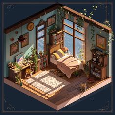 Ghibli Aesthetic Living Room, Studio Ghibli House Interior, Studio Ghibli Inspired House, Ghibli Interior Design, Ghibli Inspired Bedroom, Studio Ghibli House Aesthetic, Ghiblicore Bedroom, Ghibli Inspired House, Ghibli Home Decor