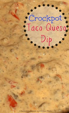 crockpot taco quesadilla dip in a white bowl with black dots